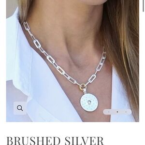 Tat2 Designs brushed silver Rondo link pendant necklace